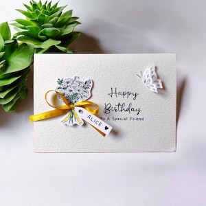 Bouquet Birthday Cards A6, 3D Cards, Handmade Gift Cards, Floral Thank You Cards, Happy Birthday, Graduation, Congratulations, Eco