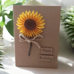 Sunflower Birthday Cards A6, 3D Cards, Handmade Gift Cards, Floral Thank You Cards, Happy Birthday, Graduation, Congratulations, Eco