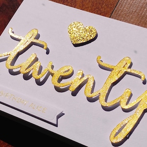 Personalisierte 20 Geburtstagskarte für Sie, Glitter 3D Design, Geburtstagskarte 20, Geburtstagskarte 20 für Sie, 3D, Geburtstagskarten A6