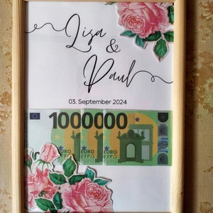Cadeau de mariage en argent personnalisé argent I Cadeau d'anniversaire fils fille I Votre premier million I Cadeau encadré