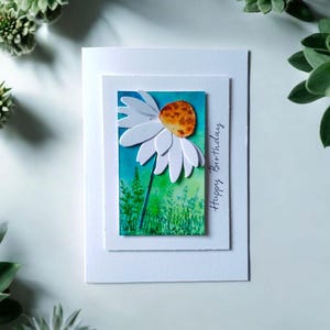 Daisy Birthday Cards A6, 3D Cards, Handmade Gift Cards, Floral Thank You Cards, Happy Birthday, Graduation, Congratulations, Eco