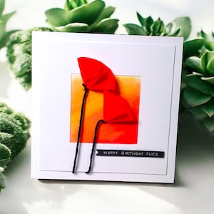 Poppies Birthday Cards 6x6, 3D Cards, Handmade Gift Cards, Floral Thank You Cards, Happy Birthday, Graduation, Congratulations, Eco