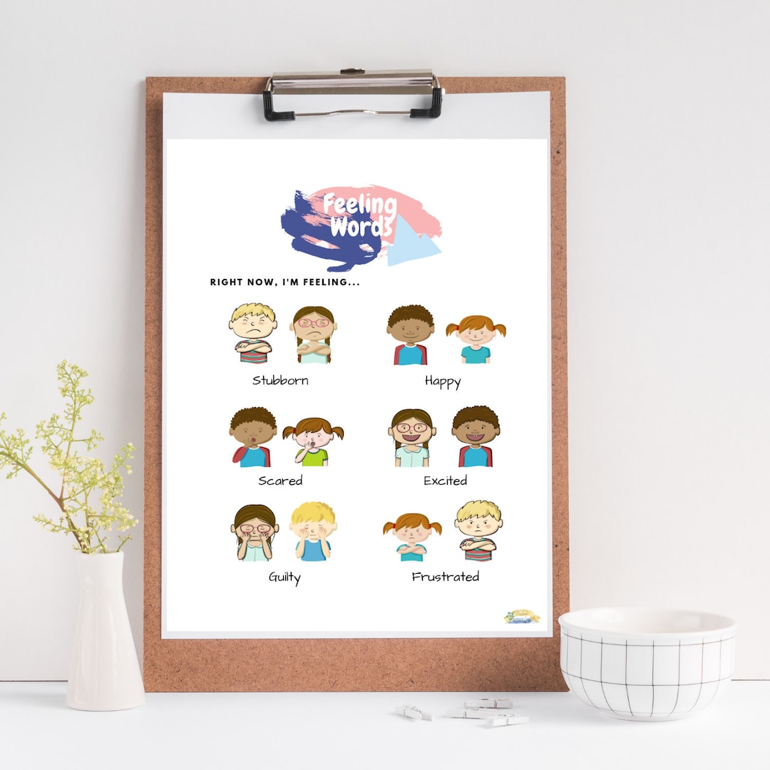 Feeling Words Handouts (kids), Printable Item (emotion Skills), Calming ...