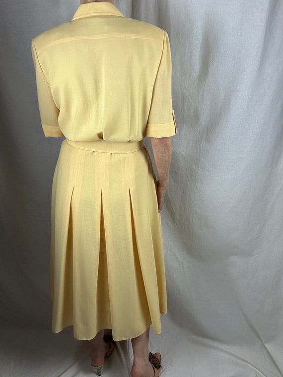 Butter Yellow Shirt Dress, Classic Cut, Short Sle… - image 5