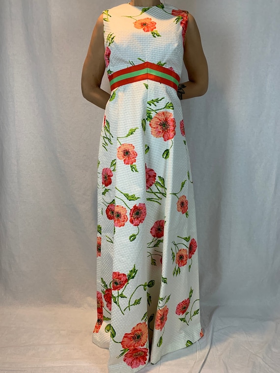 Roger Freres, 60s/70s Floral Sleeveless Maxi Dres… - image 1