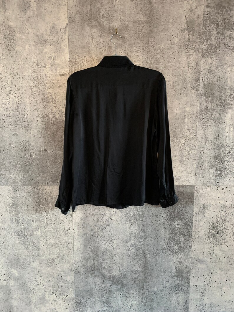 Vintage Silk BlouseBlackRon LealWomen/'s Size 1290s