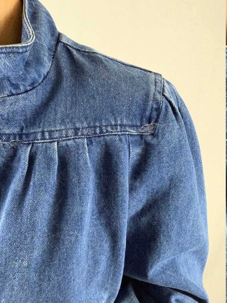 Vintage Jean JacketRough WearSnap ClosureGathered SleeveStand up collar80s90s