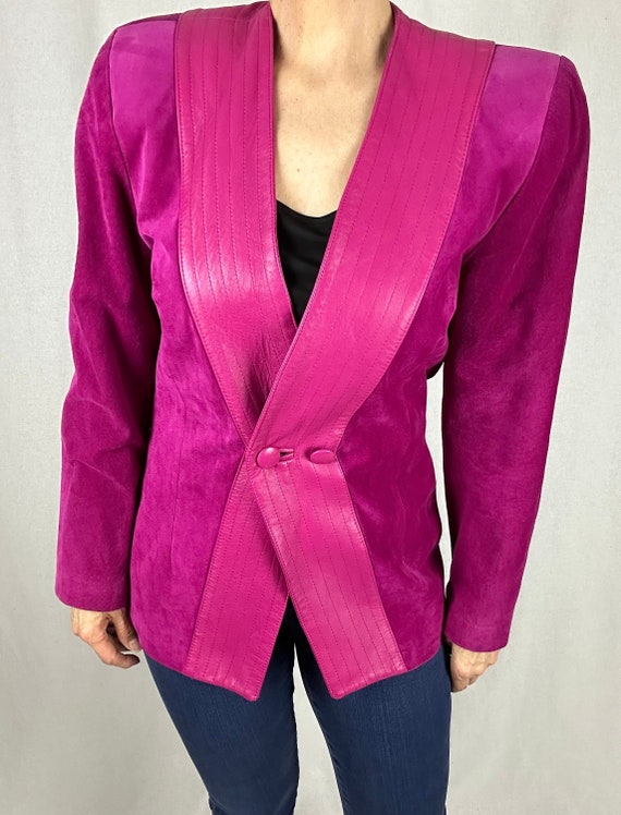 Hot Pink Suede and Leather Blazer, DANIER, Double 