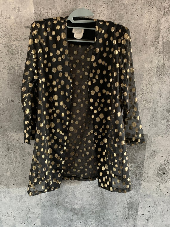 Vintage Sheer Blazer/Gold Metallic Circles/Black/C