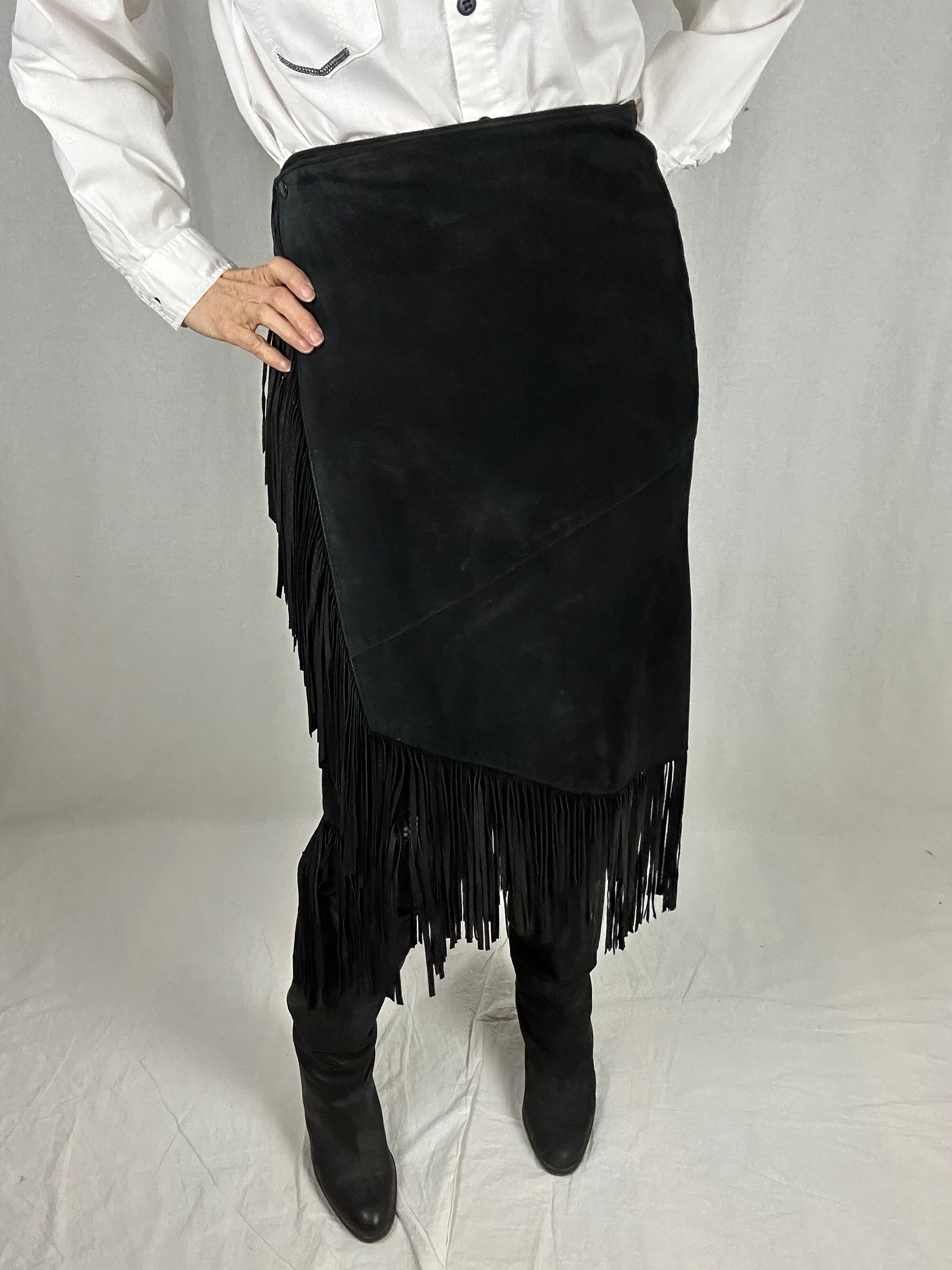 Leather Fringe Skirt Etsy Canada