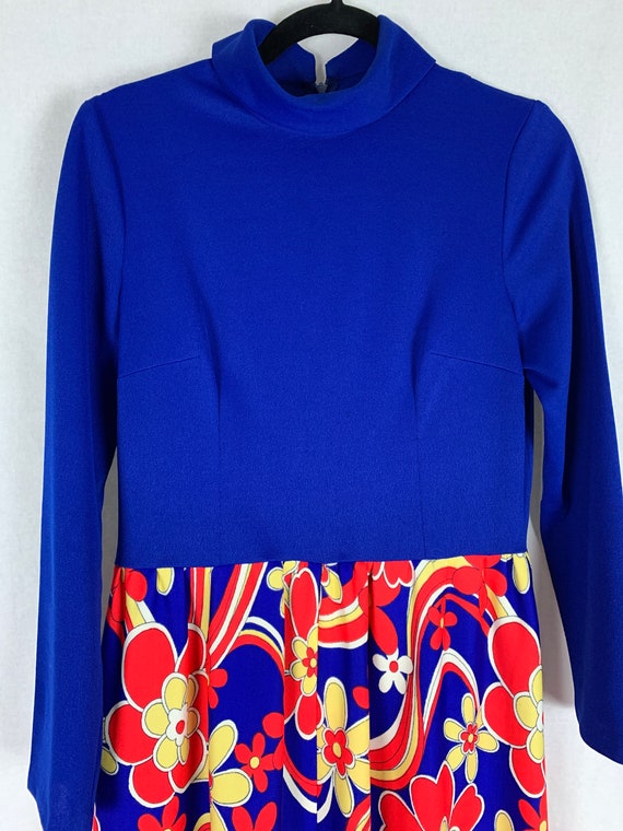 70s Homemade Maxi Dress, Cobalt Blue Top Area, Fu… - image 3