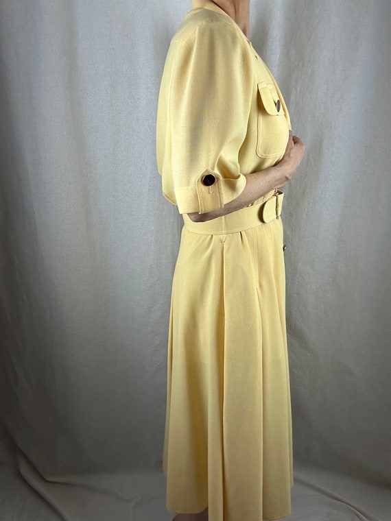 Butter Yellow Shirt Dress, Classic Cut, Short Sle… - image 4