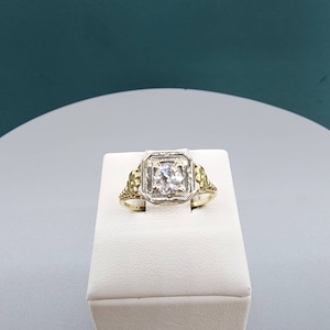 Vintage Estate 1890's 14k yellow gold & white gold two tone ring .45ctw I2 H  Old Mine Cut diamond. Size 7 2.1grams