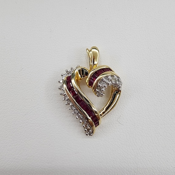 Vintage 14k Yellow and white gold Heart pendant wi