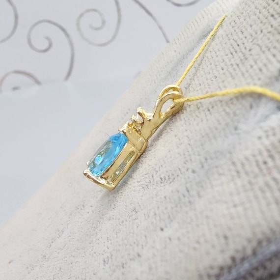 Estate Vintage 14k Yellow Gold  pear blue topaz 8… - image 4