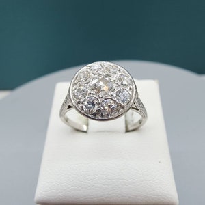 Vintage estate platinum Art Deco cocktail ring with .75 ctw old European cut diamond ring SI2-I1 H-J, 4.4 grams, size 8