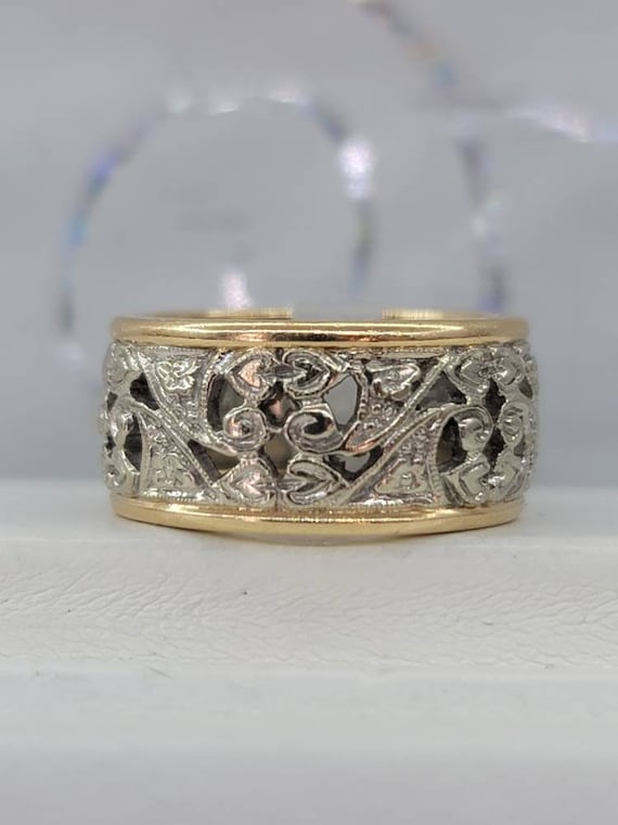 Vintage Estate 14k yellow gold and white gold two 