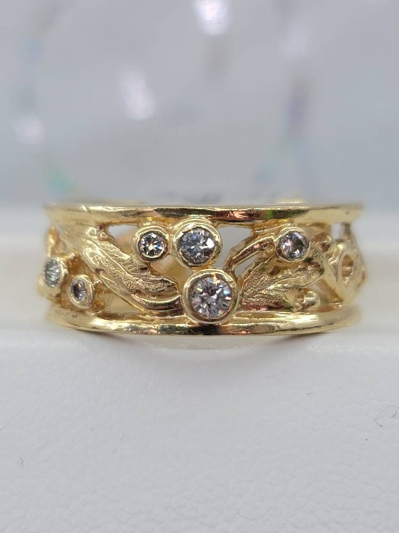 14k Yellow Gold Dog Paw Print Ring – Openwork Double Rope Design Statement Ring