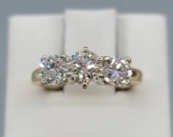 Vintage 14k Two Tone Diamond Engagement Ring, 1.75ctw, Size 5.75