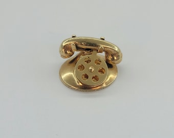 Vintage Estate 14k yellow gold rotary telephone charm for charm bracelet or pendant, 3.30 grams, dial moves, .60"x.64"
