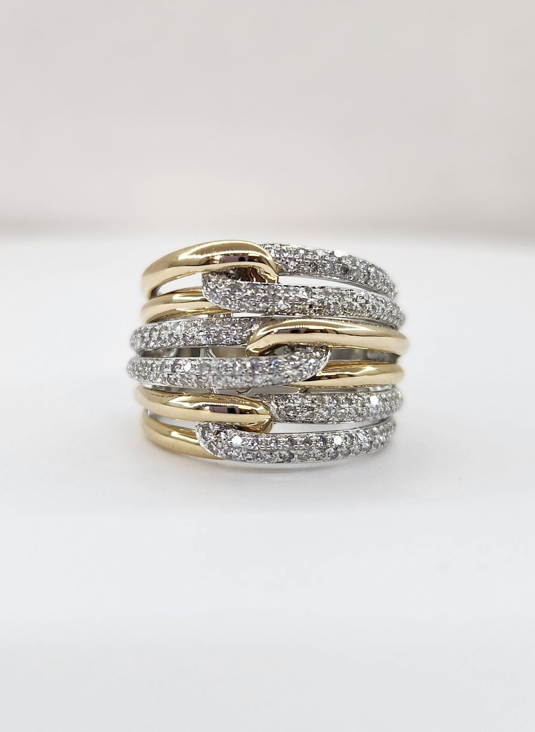 Gold Ellis Jewelers Unclaimed Layaway Estate EFFY 14k White And Yellow Gold  Mixed Intertwined Design