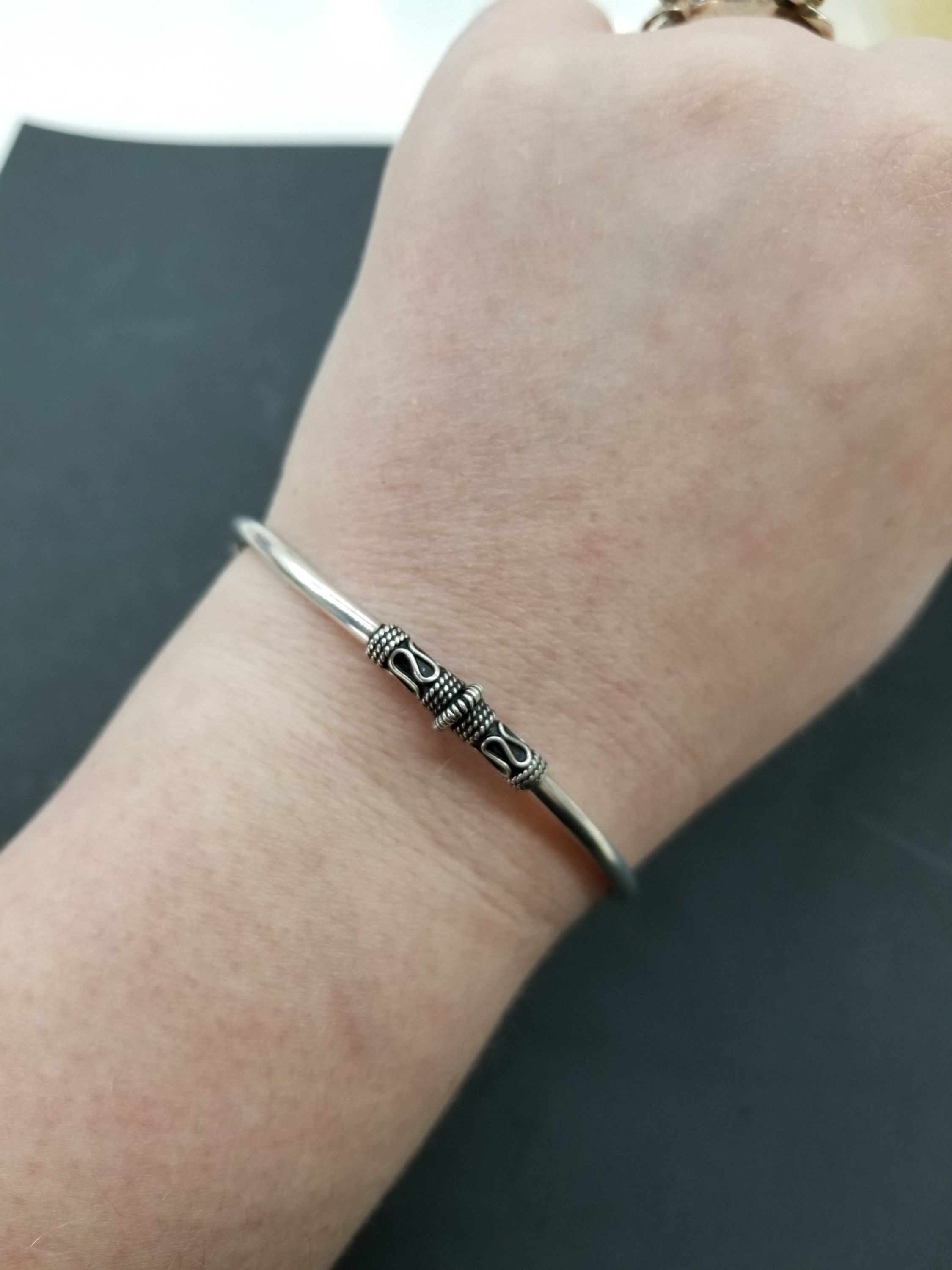 ブレスレット WILLIE and DUFFY Twisted Bangle Silver 925 Handmade 925 Sterling Silver Vintage Twisted Bangle Bracelet 8.25