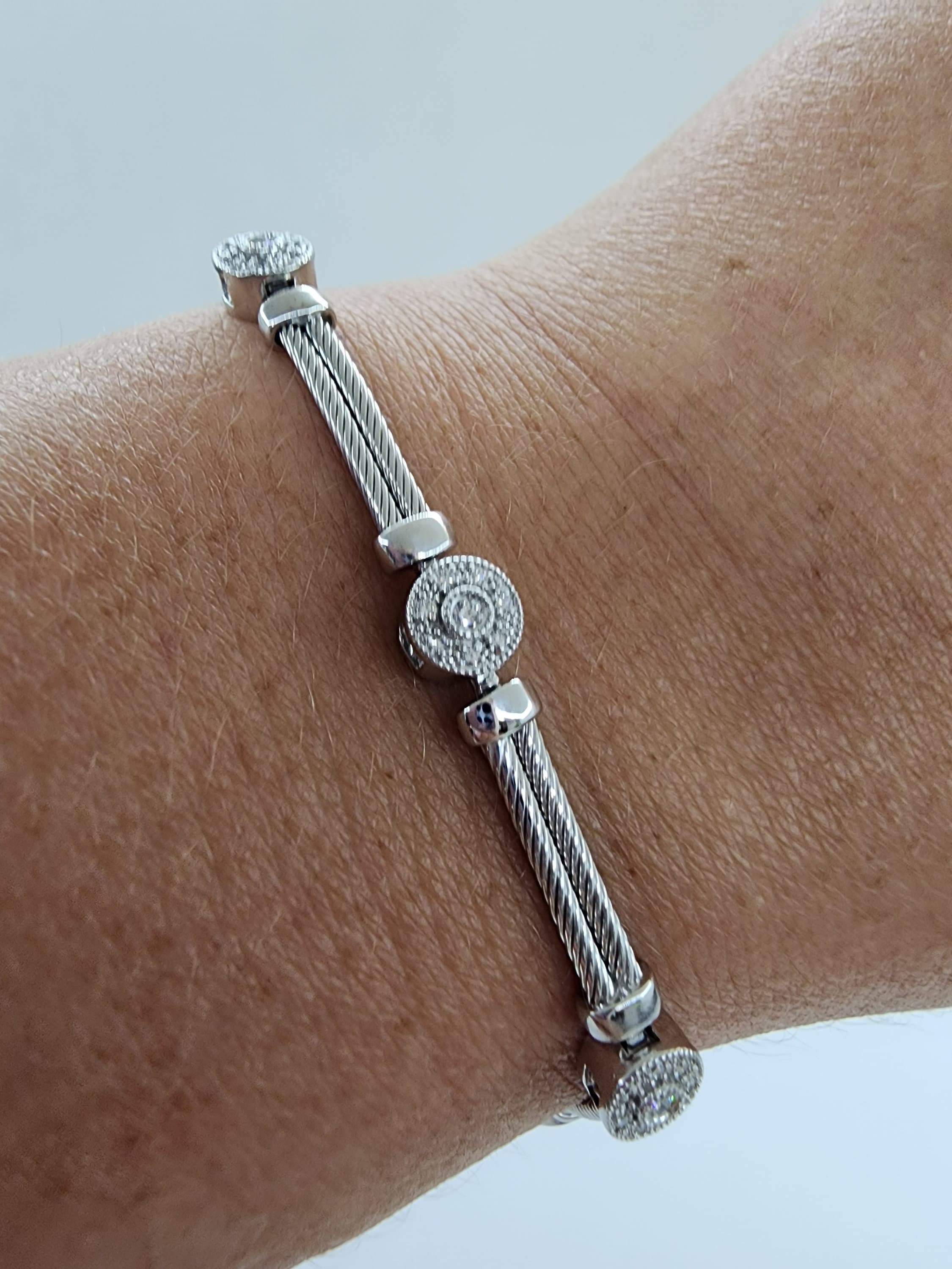 Estate Vintage Philippe Charriol 18k White Gold Double Cable