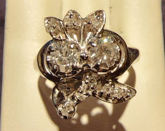 Vintage 14k White Gold Diamond Cluster Ring (.50ctw, Size 5.5)