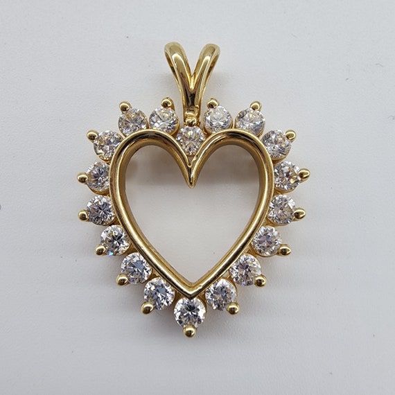 Vintage 14k Yellow Gold with round CZ, Cubic Zirc… - image 1