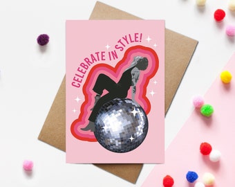 Harry Styles Birthday Card | Celebrate in Style | One Direction Love On tour disco ball Birthday Card