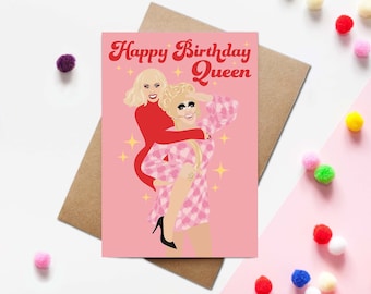 Happy Birthday Queen Trixie and Katya Birthday Card | Drag Queen Trixie Mattel Katya Zamo | Rupauls Drag Race