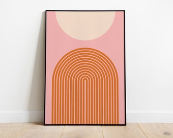 Retro Baby Art Print | Boho Colourful Vintage Retro Print | pink burnt orange | Unframed A6/A5/A4/A3 Print | Boho Wall Art