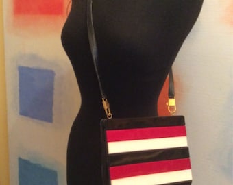 Valentino 1960's Colorful Lucite and Leather Striped Hand Bag