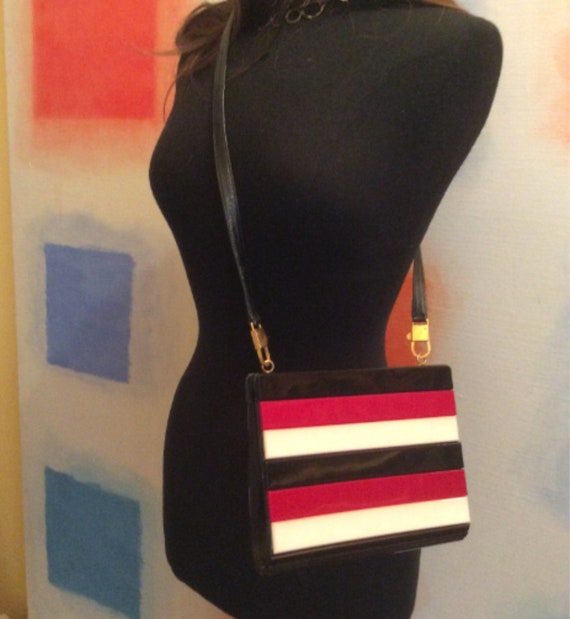 Valentino 1960's Colorful Lucite and Leather Strip