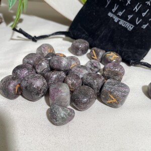 Ruby Feldspar Rune Set: 25 Piece Crystal Set with Pouch