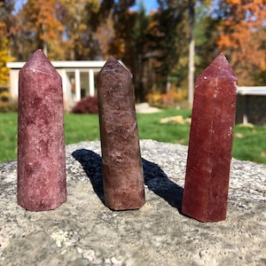Beautiful Strawberry Quartz Crystal Point, For Root and Heart Chakra, Display, Small, Sparkly