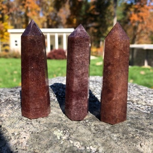 Beautiful Strawberry Quartz Crystal Point, For Root and Heart Chakra, Display, Small, Sparkly