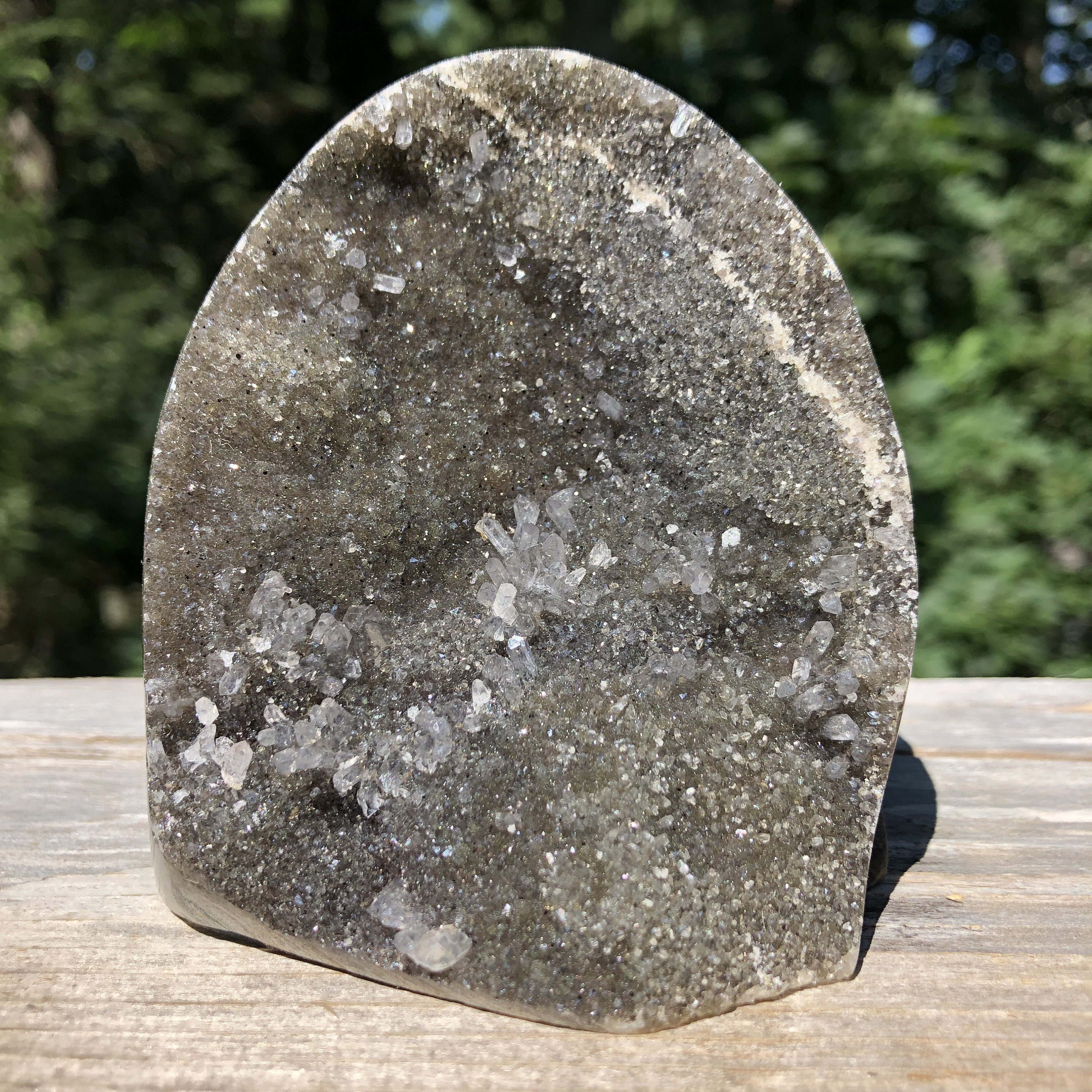 Dark Brown Druzy Quartz Geode Freeform Crystal with freckles | Etsy