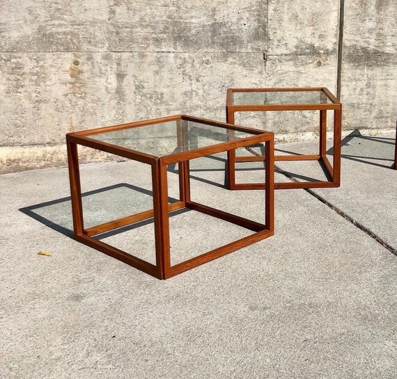 Kai Kristiansen Teak Side Table Buy Pair of Vintage Teak Cube Side