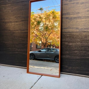Vintage Large Full Length Teak Mirror by A. M. Spejle - Made in Denmark