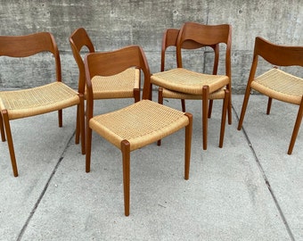 Vintage Niels Moller Teak Dining Chairs for Møller Møbelfabrik Model #71