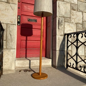 Vintage Scandinavian Solid Oak Floor Lamp