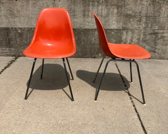 SOLD - - Vintage Pair of Eames Fiberglass Shell Chairs for Herman Miller