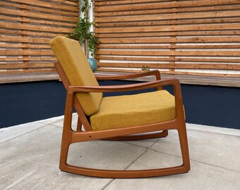 Vintage Rocking Chair by Ole Wanscher for France and Son Model Fd