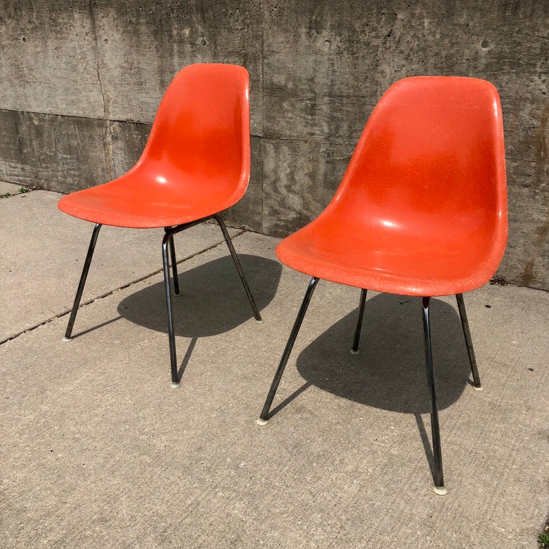 SOLD Vintage Pair of Eames Fiberglass Shell Chairs for Herman Miller image 2