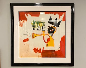 Large Lithograph Pop art “Trumpet” by Jean-Michel Basquiat