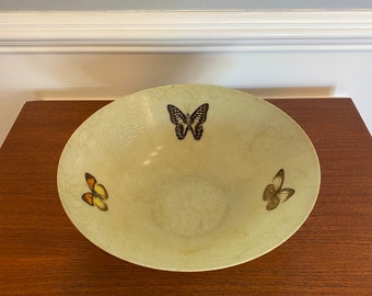 Vintage Mid-Century Modern Fiberglass Butterfly Serving Bowl by Kimball Vesta