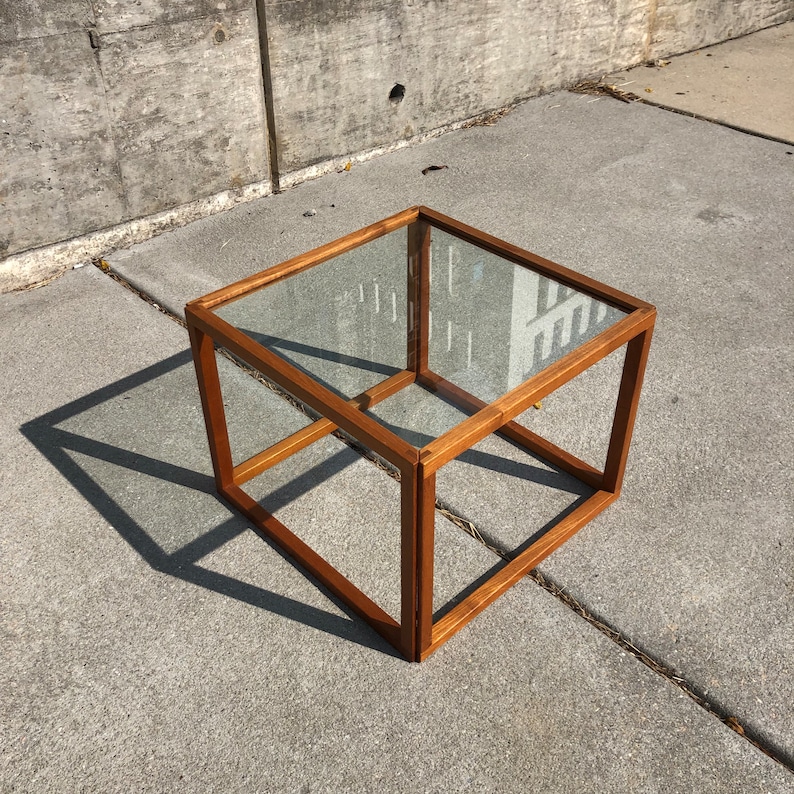 Vintage Teak Cube Side Table by Kai Kristiansen Etsy