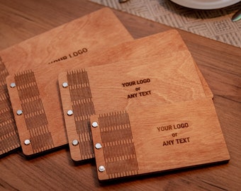 Engraved Menu Holder, Restaurant Wooden Menu Folder, Menu Book Cover, Custom Menu Cover, Hardcover Menu Holder for Changeable Sheets