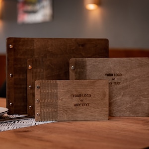 Wood menu holder, Engraved Menu Holder, Restaurant Menu Folder, Cafe menu holder, Wooden menu folder, Custom menu cover, Bar menu